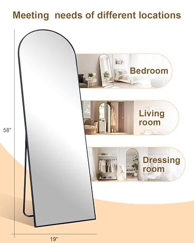 58"x19"Floor Mirror Full Length,Arched Full Length Mirror with Stand,Full Body Mirror,Hanging or Large Leaning for Bedroom Living Room Black thumbnail 5