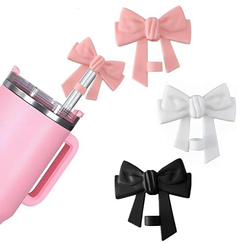 Silicone Straw Caps for 10mm Tumblers | Reusable Dust-Proof Straw Toppers Compatible with Stanley 30oz & 40oz Tumblers (pink 6pc butterfly) - Image 1
