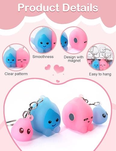 ChunlongFour Matching Keychains Couple Gifts for Boyfriend Girlfriend Him Her Friend Valentine's Day Gift Cute Keychain Set Matching Couple Stuff Best Ideal Gift for Christmas Birthday thumbnail 3