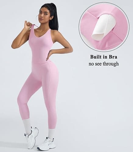 OMKAGI 2 Piece Workout Sets for Women Padded Workout Tops Booty Leggings with Pockets Gym Sets thumbnail 3