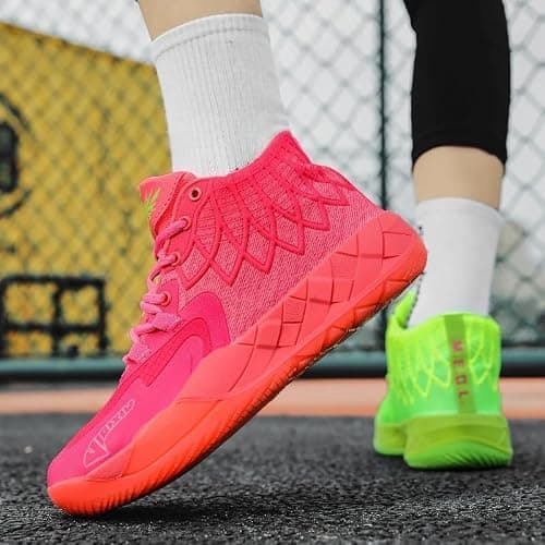 IGZBIBG Men's Knitted Mesh Breathable Mid-Top Basketball Shoes with Round Toe, Non-Slip and Lightweight Lace-Up Casual Sports Shoes Suitable for Walking, Running and Daily Travel thumbnail 6