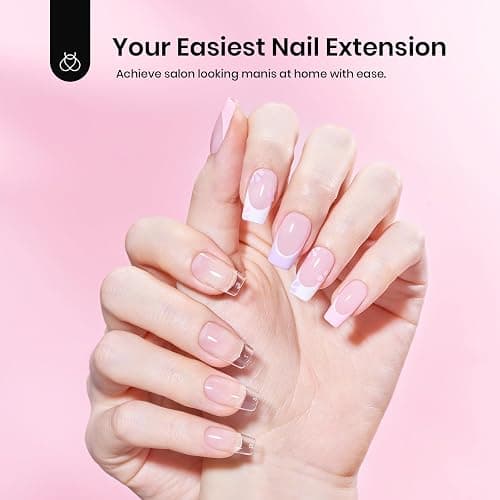 Beetles Gel Nail Kit Short Square with Nail Dehydrator and Primer, 576Pcs Half Matte Etch-X Gel Nail Tips Solid Nail Glue Mini Nail Lamp Acrylic Nail Tips Easy DIY Nail Extension Set Gift for Women thumbnail 2