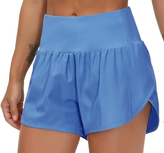 THE GYM PEOPLE Womens High Waisted Running Shorts Quick Dry Athletic Workout Shorts with Mesh Liner Zipper Pockets thumbnail 2