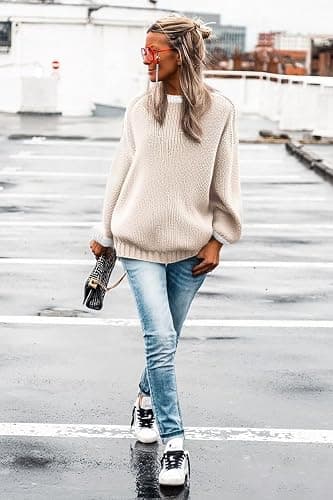 ETCYY Women's Oversized Sweaters Fall 2025 Fashion Winter Clothes Batwing Long Sleeve Knit Sweater Pullover Jumper Tops thumbnail 5