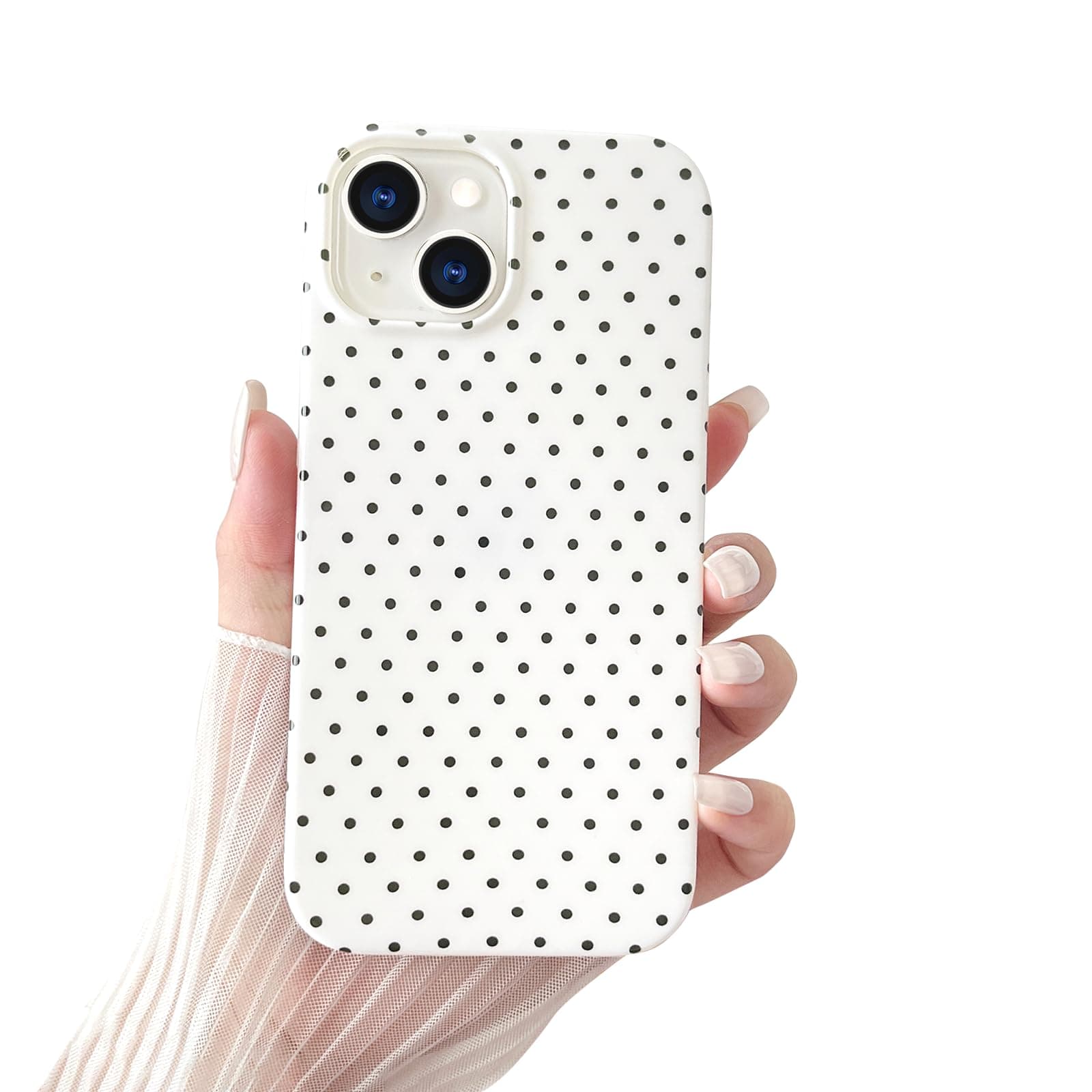 for iPhone 13 Case Cute Polka Dot Phone, Beautiful and Stylish, Soft and Slim TPU Shockproof Protective Cover for Women Girls,White - Image 1