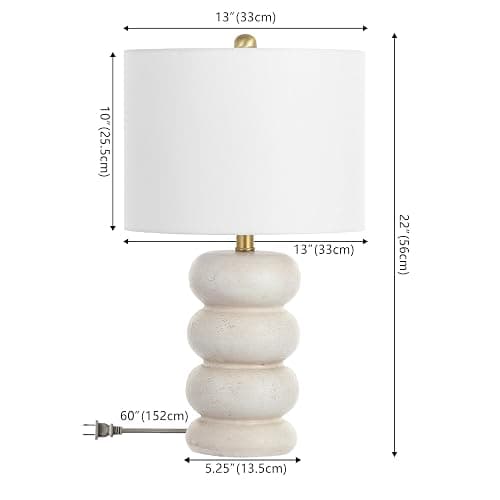 SAFAVIEH Lighting Collection Coco Cream/Brass Gold 22-inch Stacked Table Lamp for Bedroom, Living Room, Home Office, Desk, Nightstand (LED Bulb Included) thumbnail 2