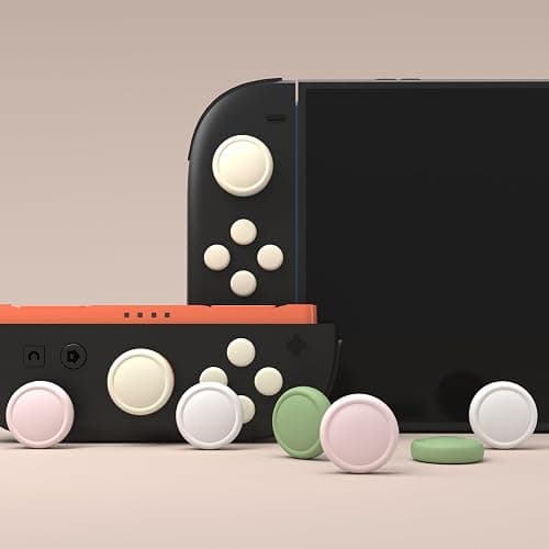 PlayVital Button Caps + Thumb Grip Set for Nintendo Switch 2, 8 Silicone Colorful ABXY Directional Button Covers & 4 Joystick Caps for Joycon - White & Pink & Antique Yellow & Matcha Green thumbnail 3