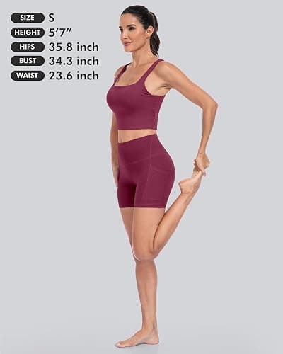 CHRLEISURE 6 Packs Womens Biker Shorts with Pocket, 5 Inch High Waisted Tummy Control Spandex Yoga Workout Shorts thumbnail 6