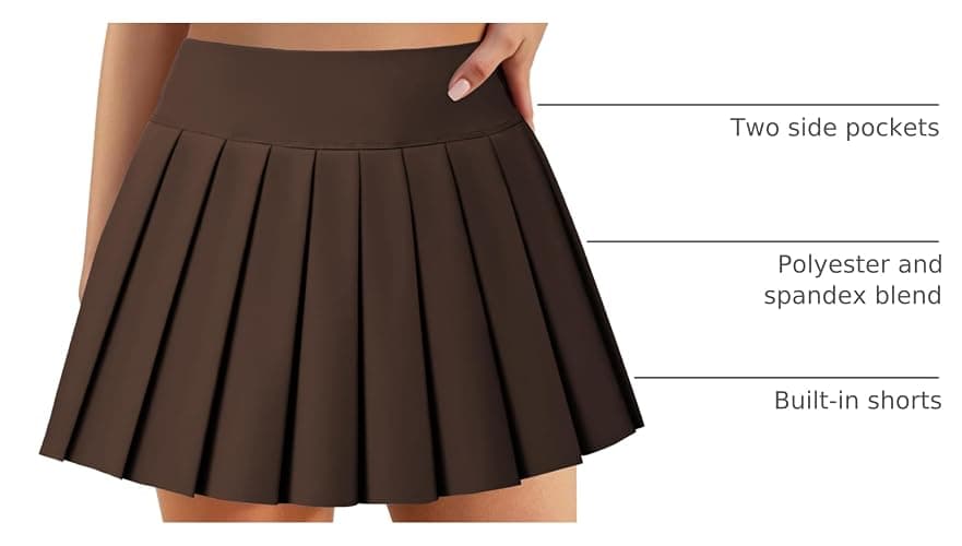 DLOODA Pleated Skirts for Women High Waisted Tennis Skirt Athletic Skorts with Pockets Shorts Workout Golf Skort thumbnail 4