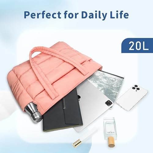 TOPDesign Puffer Tote Bag for Women, Lightweight Puffy Handbag with Compartments, Quilted Shoulder Bag for Work, Travel, Gym thumbnail 8