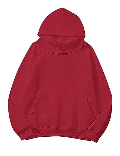 Lauweion Women Solid Basic Fleece Letter Loose Hoodie Sweatshirt Long Sleeve Kangaroo Pocket Drop Shoulder Pullovers Top - Image 1