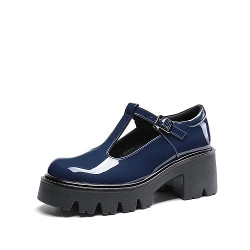 DREAM PAIRS Women's T-Strap Mary Jane Pumps Shoes | Round Toe Comfortable Low Platform Chunky Block Dress Heels Lug Sole Y2K Pumps Shoes for Work Wedding Party Graduate - Image 1