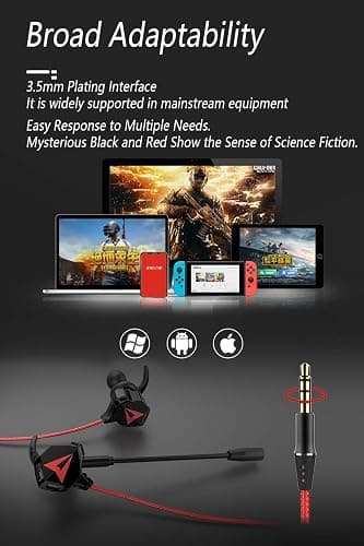 KASOTT Battle Buds Pro in-Ear Gaming Headset with Dual Microphone, Mute and Volume Control, Wired Earphones for Mobile Gaming, Nintendo Switch, Xbox One, PS, PC (Black) thumbnail 6