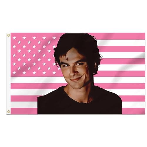 Shmbada 3x5 Ft Decorative Ian Somerhalder Flag Double Stitched with 2 Brass Grommets for Indoor Outdoor, Wall Hanging Tapestry College Dorm Room Decoration (Pink, 3x5 ft) - Image 1