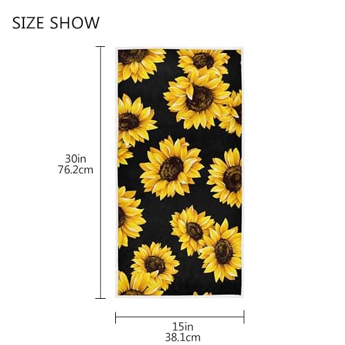 senya Decorative Bath Towel Dragonfly Watercolor Soft Hand Towels for Bathroom Spa Gym Sports 30"x 15" Funny (Black Sunflower) thumbnail 2