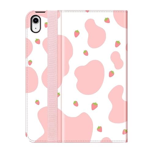 Fintie Case for iPad (A16) 11th Generation 11 Inch (2025), iPad 10th Generation 10.9 Inch (2022), Multi-Angle Viewing Protective Stand Cover with Pencil Holder & Pocket, Strawberry Cow thumbnail 9