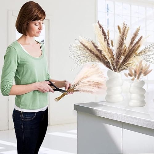 White Flower Vases Plastic Spiral Vase Modern Fall Minimalist Vase Small Pampas Grass Decorative Vases Flower Arrangement Container for Home Decor Wedding Table Party (1Pcs) thumbnail 6