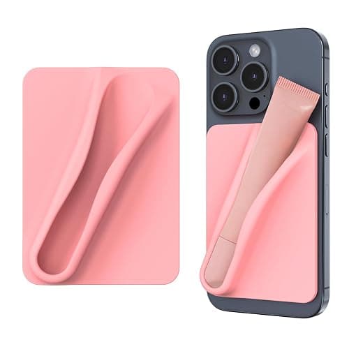 DOB SECHS Silicone Lip Holder for Cell Phone Lipstick Lip Glaze Phone Case Back Stick On Holder for iPhone and Android Smartphone, Orange - Image 1