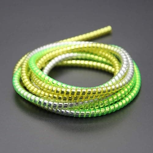 Cable Protector Animal Proof Wire Repair, Cord Protector for Pets Headphone Saver Spiral Cable Wrap Strain Relief, Cord Sleeve for Phone Cable USB Date Cable, 60 inches, 2 pcs, Silver-Green-Yellow thumbnail 2