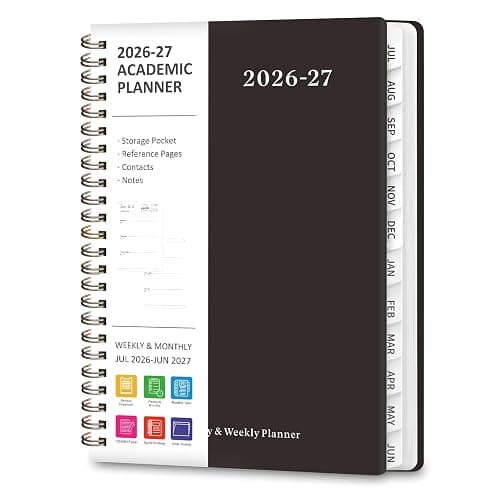 Planner 2026-2027, Weekly and Monthly Calendar Planner, JUL 2026 - JUN 2027 | Academic Year, Daily Agenda Book, A5(6.3'' x 8.5''), Sprial Bound, Inner Pocket, Office School Use - Image 1