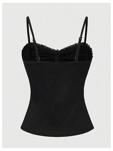 Verdusa Women's Gothic Lace Y2k Cami Top Ruched Slim Fit Camisole Sleeveless Going Out Tops thumbnail 4