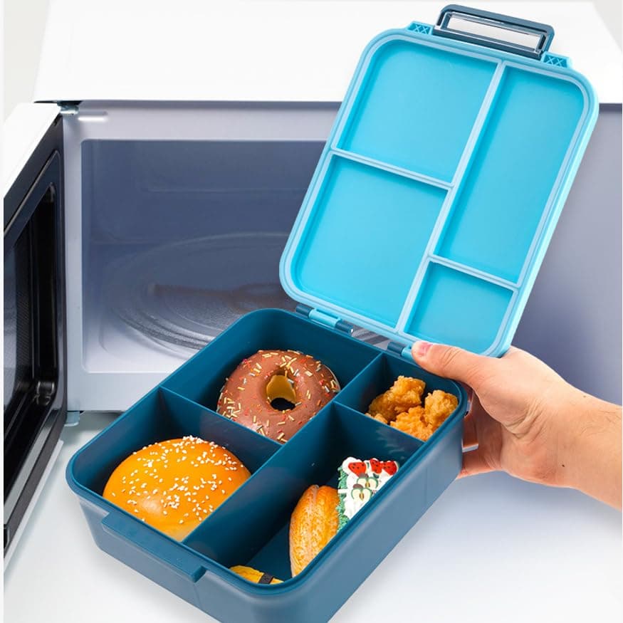 Kids Lunch Box - Insulated Bento Box with Stainless Steel Thermos & Leak-Proof Containers for School, Travel, and Outdoor | 300ml Food Jar & Square Container (Blue) thumbnail 6