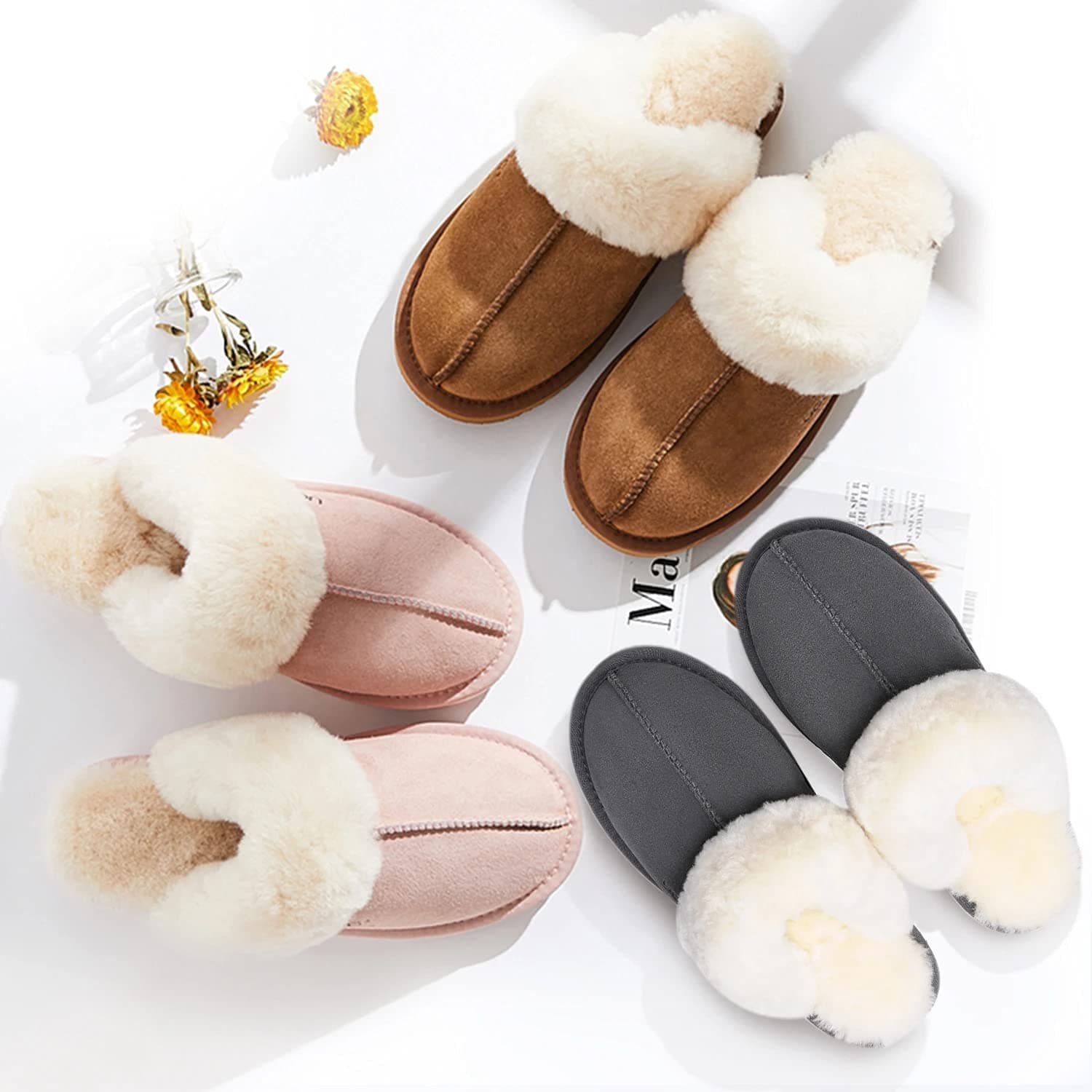 UGG Slippers Women Australian Premium Soft Sheepskin Wool Winter Slippers Thick Sole Muffin thumbnail 4