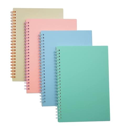 Yansanido Spiral Notebook, 4 Pcs A5 Thick Plastic Hardcover 8mm Ruled 4 Color 80 Sheets -160 Pages Journals for Study and Notes (Light Pink,Light Green,Light Blue,ivory, A5 5.7" x 8.3"-Ruled) thumbnail 6