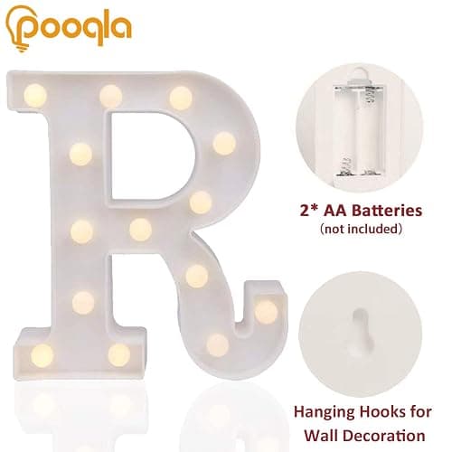 Pooqla LED Marquee Letter Lights Sign, Light Up Alphabet Letter for Home Party Wedding Decoration R thumbnail 3