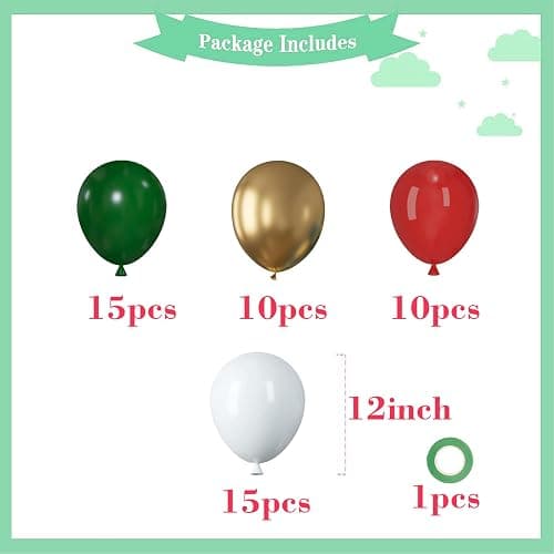 Christmas Balloons, 50pcs 12 inch Red White Green Gold Balloons for Christmas Theme Party Supplies Birthday Party Decorations thumbnail 3