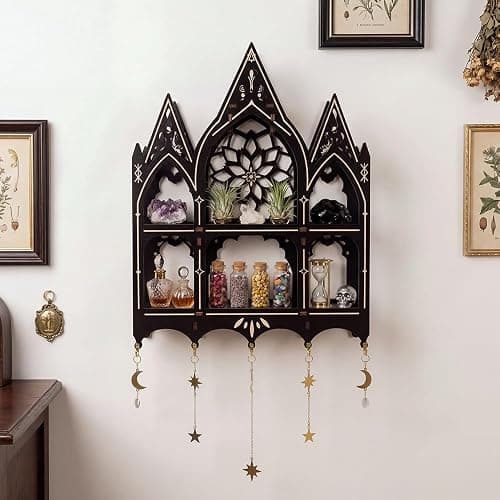 Gothic Decor, Trinket Shelf, Witchy Goth Wall Decor, Crystal Shelf Display | Gothic Room Decor, Wall Shelf for Bedroom, Gothic Shelves, Witchy Home Decor, Vintage Shelf, Whimsy Goth Decor, Goth Gifts thumbnail 4