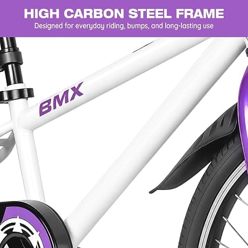 Yventix 16 20 Inch Kids Bike BMX Style Child Tween Bicycle Rider Ages 4-12 | High Carbon Steel Frame, Adjustable Seat, Handbrake Foot Brake, Bell, Reflectors, 85% Pre-Assembled, Outdoor Beginner Cycling thumbnail 6