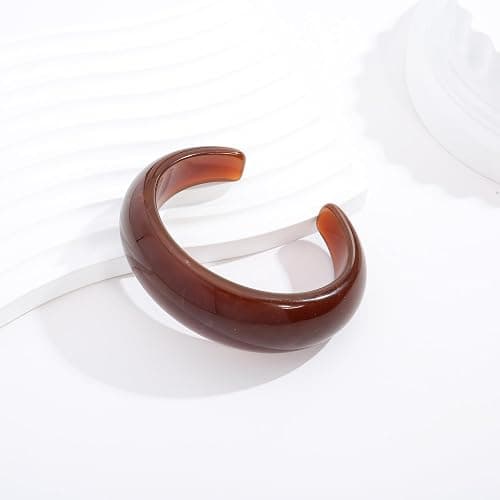 HUAYUNFANG Chunky Acrylic Bangles Bracelets For Women Geometric Acrylic Resin Acetate Mottled Wide Bangle Bracelet Statement Colorful Bangles for Party thumbnail 4