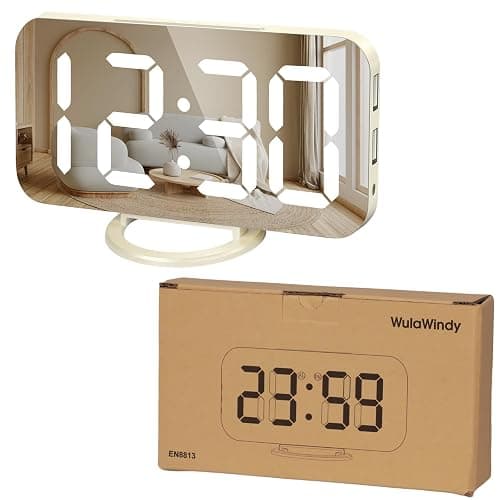 WulaWindy Digital Alarm Clock, Large Mirrored LED Display with Dual USB Ports, Snooze Function Dim Mode Wall Hanging Beside Desk Clock for Bedroom Living Room Decor thumbnail 6