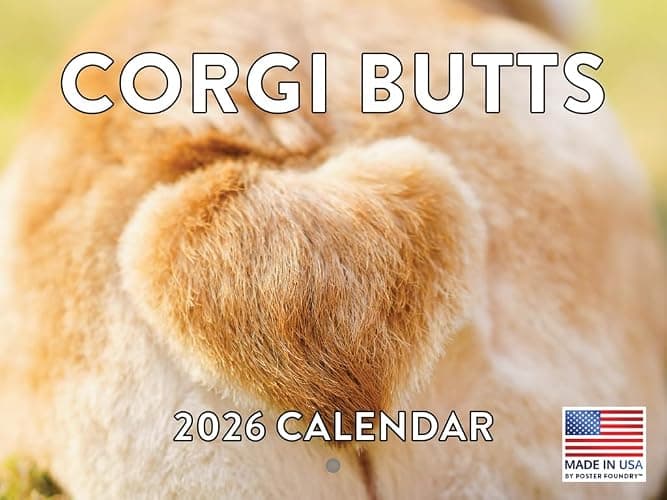 Corgi Butt Calendar 2026 Monthly Wall Calender 12 Month | American Made In The USA - Image 1
