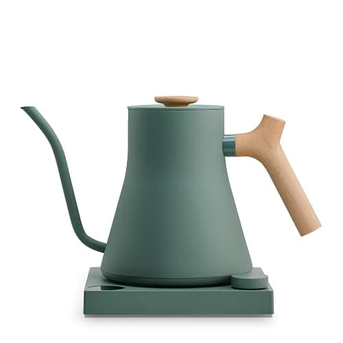 Fellow Stagg EKG Pro Electric Gooseneck Kettle - Pour-Over Coffee and Tea, Quick Heating, Precise Temperature Control, Scheduling, Built-in Brew Timer, Smoke Green with Maple Wood Handle, 0.9 Liter - Image 1