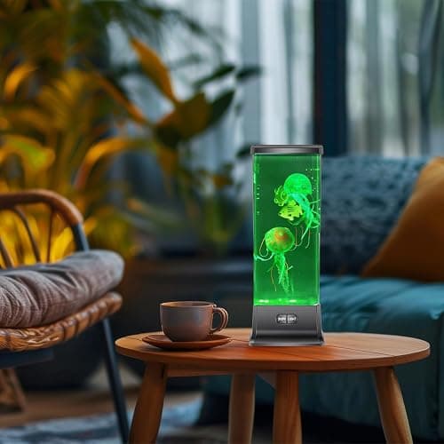 COLORLIFE Electric Jellyfish Tank Table Lamp with Color Changing Light Gift for Kids Men Women Home Deco for Room Mood Light for Relax(Black) thumbnail 6