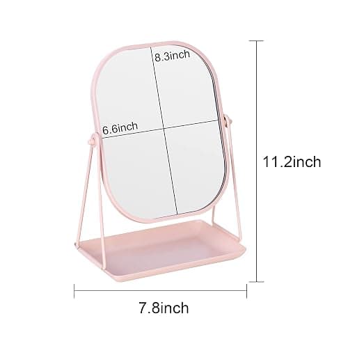 Tstarer Rotating Metal Makeup Mirror with Storage (Pink) | Vanity Mirror for Desk, Bathroom, Bedroom, Dressing Table thumbnail 3