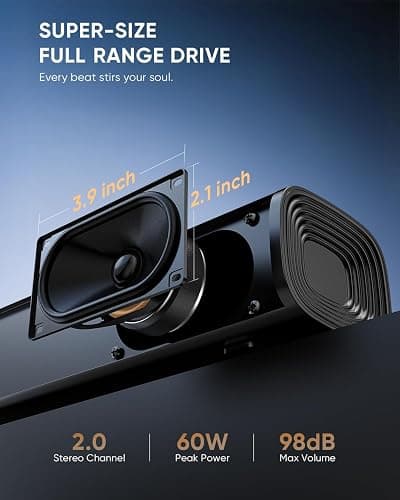 Saiyin Sound Bar for Smart TV, Detachable Soundbar TV Speaker with Bluetooth/ARC/Optical/AUX Input, Super Diaphragm Driver and 3 Preset Sound Effects for TV/PC/Projector. thumbnail 3