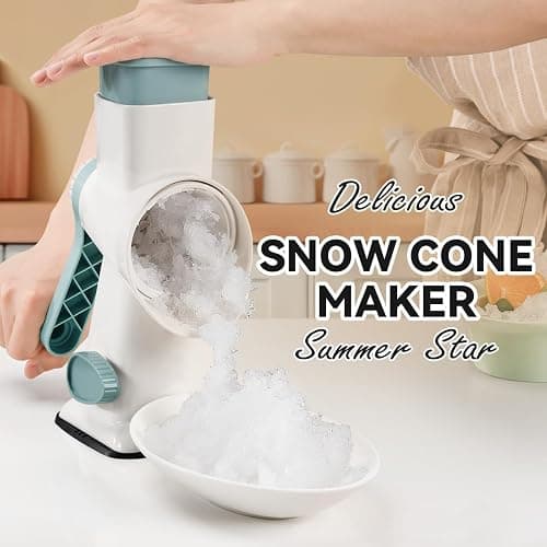 KEOUKE Rotary Ice Shaver Manual White - Stainless Steel Blade, Quick Labor-Saving Handle, Safe Stable Suction Base, Home Using Snow Cone Machine for All Ice Cubes thumbnail 2