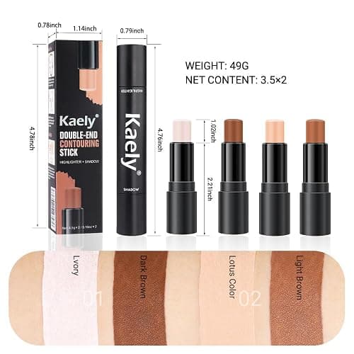 evpct 4 Colors Contour Stick Makeup Set Concealer Stick Cream Contouring Contour Palette Makeup Kit for Beginners Nose Bronzer Stick Liquid Contour Face Highlighter Makeup contorno maquillaje 01+02 thumbnail 6