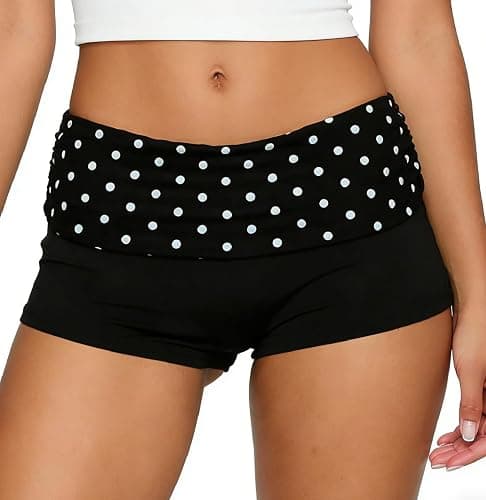 KMBANGI Womens Fold Over Shorts Elastic Waist Y2k Lounge Shorts Foldover Cute Pajama Micro Bottoms Mini Shorts Sleepwear - Image 1