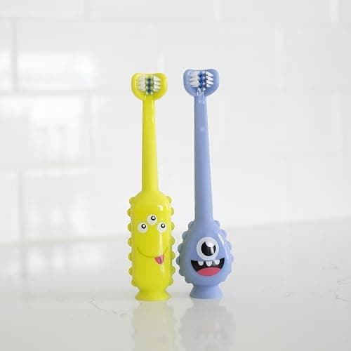 Dr. Brown's ToothScrubber Toddler Toothbrush, Triple-Sided Training Toothbrush with Suction Cup Base, Green Monster, Baby Oral Care, Ages 1-4 Years thumbnail 11