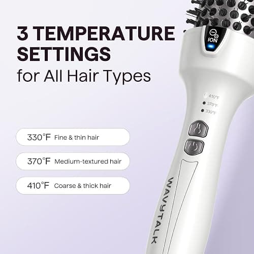 Wavytalk Thermal Brush, 1.5 Inch Ionic Thermal Round Brush Makes Hair Smoother Get Natural Curls (White) thumbnail 8