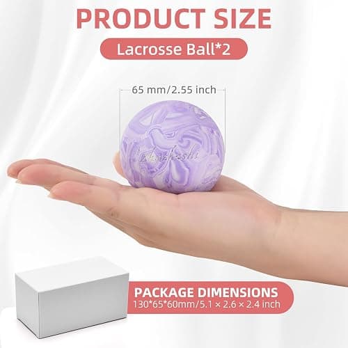 Massage Lacrosse Balls 2 Pack, Rubber Trigger Point Therapy Balls for Deep Tissue Myofascial Release, Plantar Fasciitis & Muscle Soreness Relief, Portable Pain Relief Tool (Purple and Blue) thumbnail 2