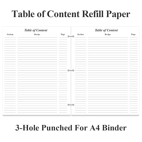 Blank Recipe Paper for A4 Binder - 3 Hole Recipe Book Paper Refills for Saving Recipes, 50 Sheets/100 Pages, 100gsm, White, 8.5'' x 11'' thumbnail 5
