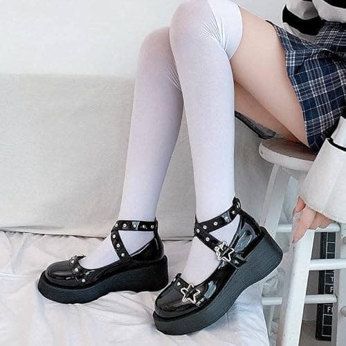 Women's Mary Jane Pumps - Chunky Heel Goth Platform Lolita Shoes - Round Toe Ankle Oxfords thumbnail 4