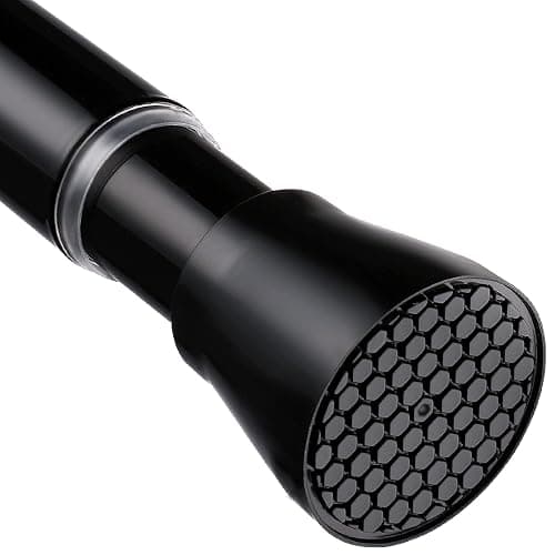 Black Spring Tension Curtain Rod 28-52 Inches, 7/8" Diameter Adjustable Shower Curtain Rod No Drill, Anti-slip Heavy Duty Spring Curtain Rod for Windows Bathroom Kitchen Closet Doorway - Image 1