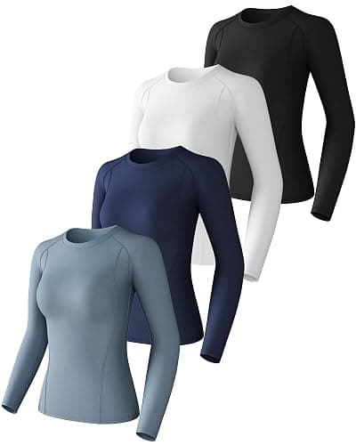 CL convallaria 4 Pack Women's Compression Shirt Cool Dry Long Short Sleeve Workout Athletic Tops for Yoga Gym Running - Image 1