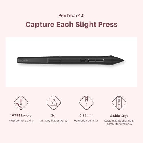 HUION Kamvas 13 (Gen 3) Drawing Tablet with Screen, Dual Dial, 13.3", Pink | Full Lamination, Canvas Glass 2.0, 99% sRGB, PenTech 4.0 16384 Levels, Works with PC, Mac and Android, With Stand thumbnail 5